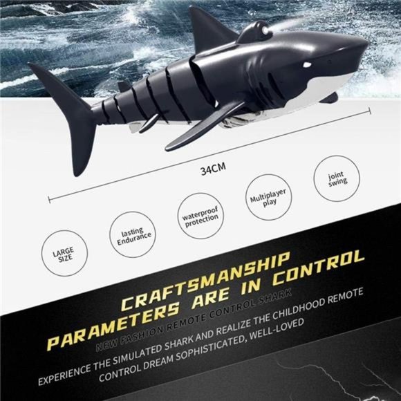 2.4G Remote Control Shark Toy 1:18 Scale High Simulation Shark Shark for Pool - Picture 6 of 6